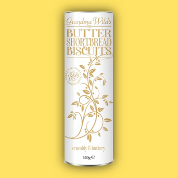 All Butter Shortbread Biscuits White & Gold Tube 150g