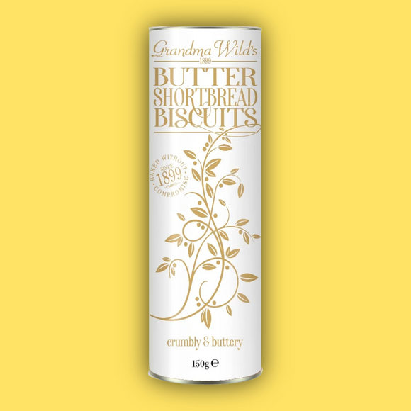 All Butter Shortbread Biscuits White & Gold Tube 150g