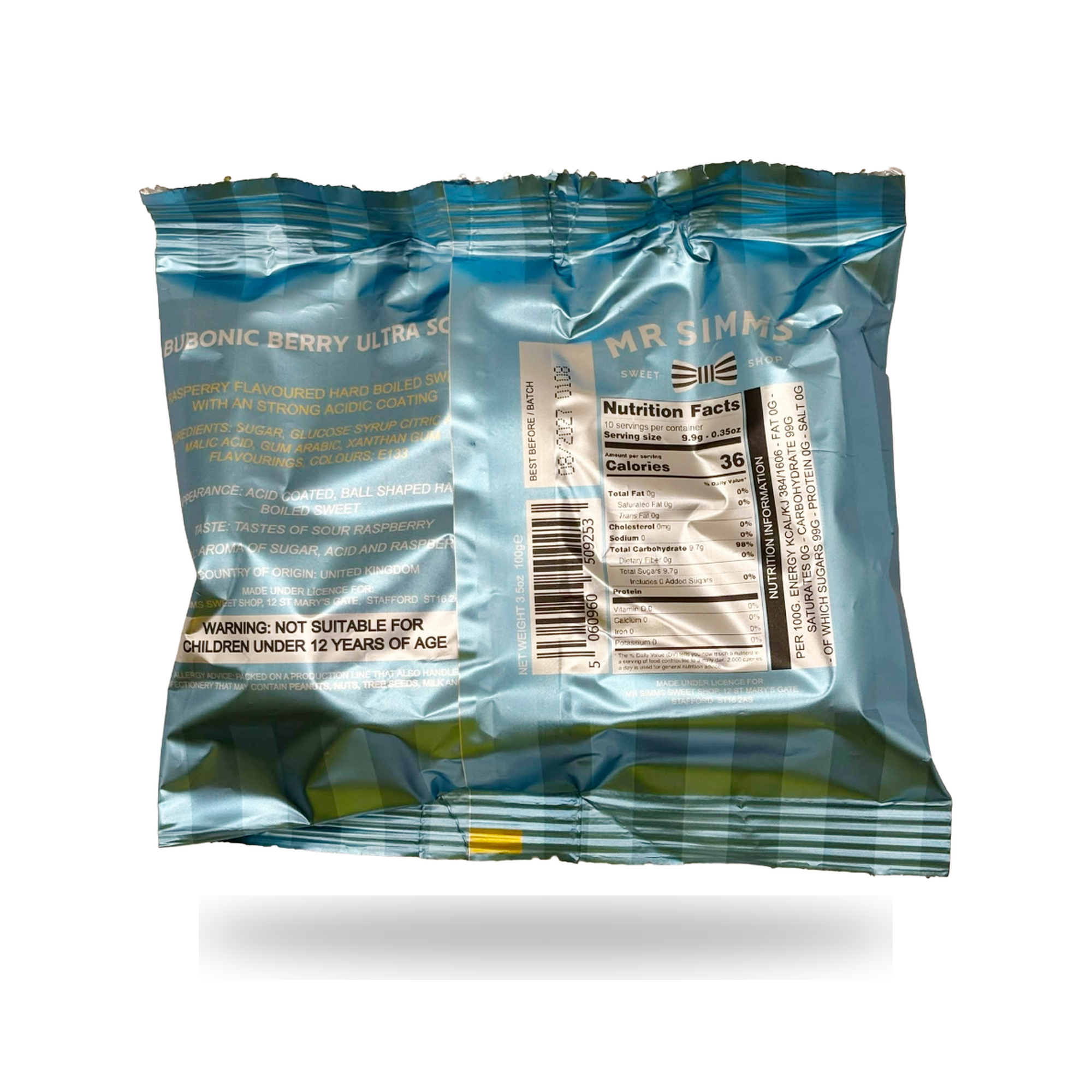 Back of pack - Bubonic Berry Ultra Sour 100g - HBFS020 - 5060960509253