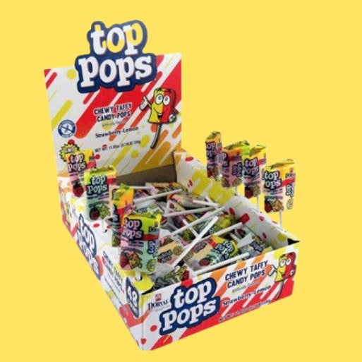 Top Pops Strawberry-Lemon Taffy Pops 10g