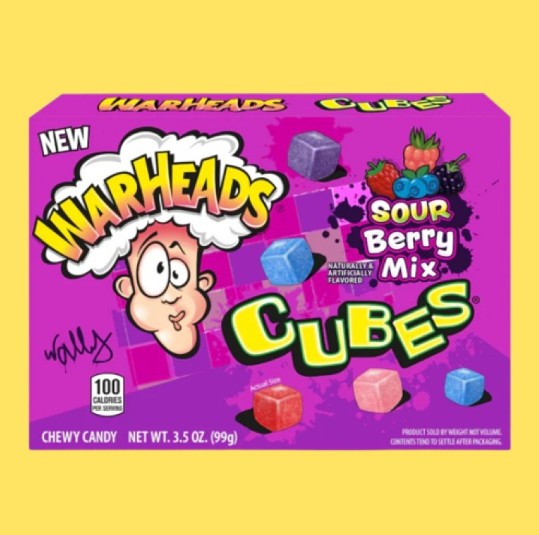 Warheads Cubes Sour Berry Mix Theatre Box 99g