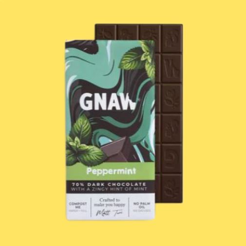 Gnaw 70% Dark Peppermint Chocolate Bar 80g