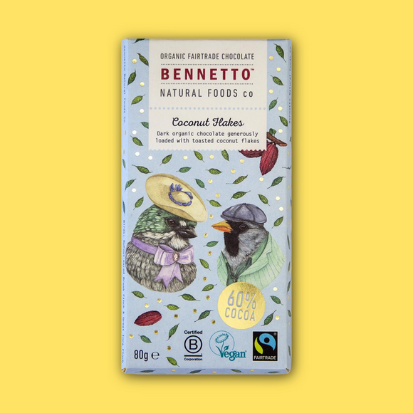Bennetto Coconut Flakes Chocolate Bar 80g
