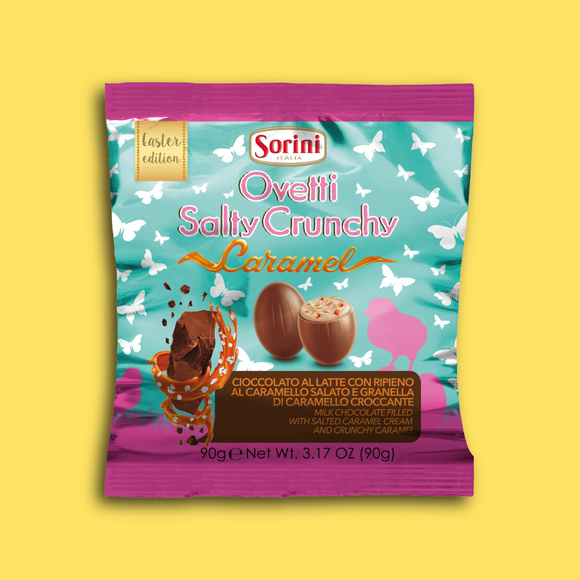 Foiled milk eggs with salted caramel cream in bag 80g