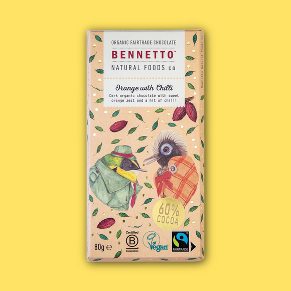Bennetto Orange with Chilli Chocolate Bar 80g