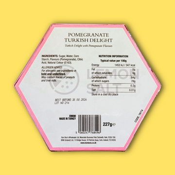 Pomegranate Turkish Delight Hexagon Box 227g