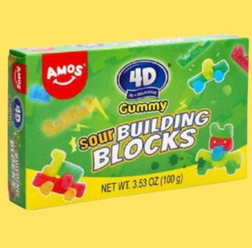 Amos 4D Sour Gummy Blocks Theatre Box 100g