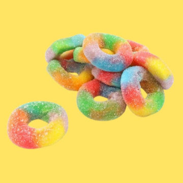 Dulces Plus Multicoloured Rainbow Sour Rings 2kg POS - 100g